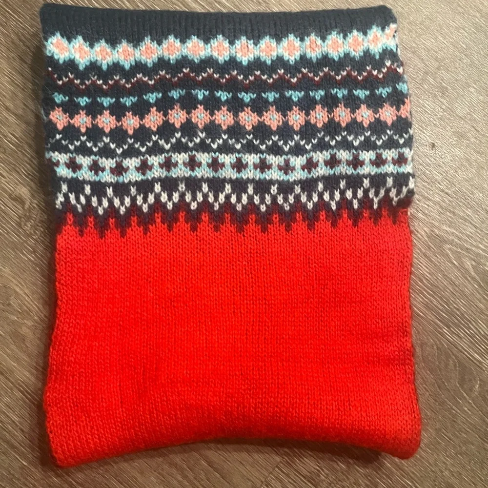 Gap Red and Blue Fair Isle Oversized Chunky Snowflake‎ Acrylic Mohair Scarf